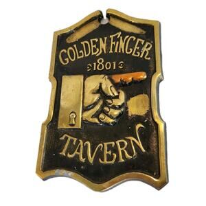 Vtg Golden Finger 1801 Tavern Cast Metal Sign Wall Decor Plaque Bar Mancave Pub